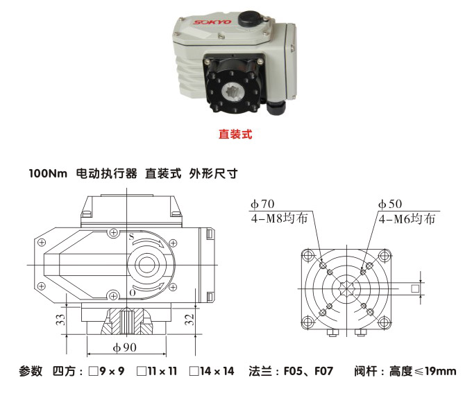 電動執(zhí)行機構,YTDG-RKB100電動執(zhí)行器,電動頭結構圖,直裝式