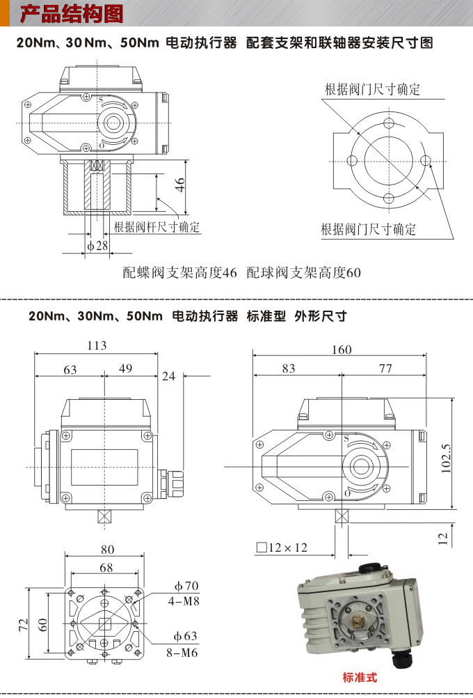 電動執(zhí)行機構,YTDG-RKB50電動執(zhí)行器,電動頭結構圖,標準式