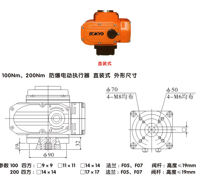 防爆電動(dòng)頭,YTEx-RKB200防爆電動(dòng)執(zhí)行器結(jié)構(gòu)圖,直裝式