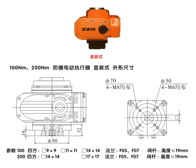 防爆電動頭,YTEx-RKB100防爆電動執(zhí)行器結(jié)構(gòu)圖,直裝式