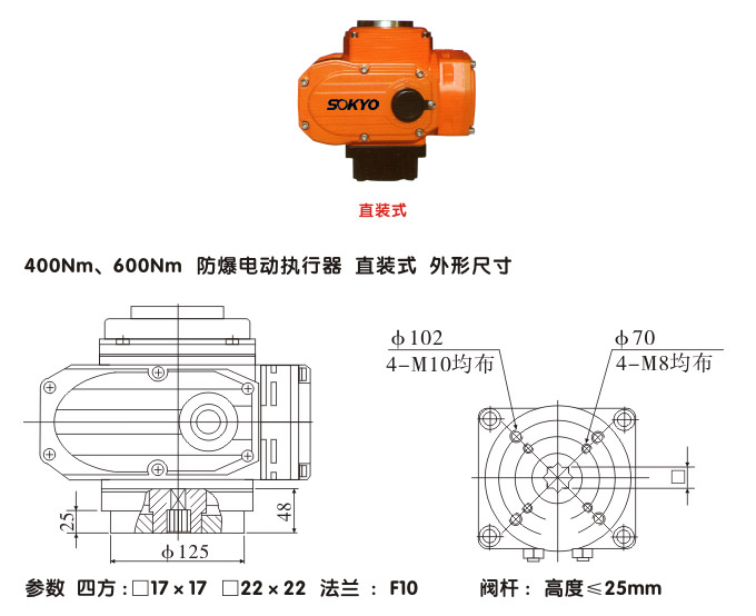 防爆電動(dòng)頭,YTEx-RS400防爆電動(dòng)執(zhí)行器結(jié)構(gòu)圖,直裝式