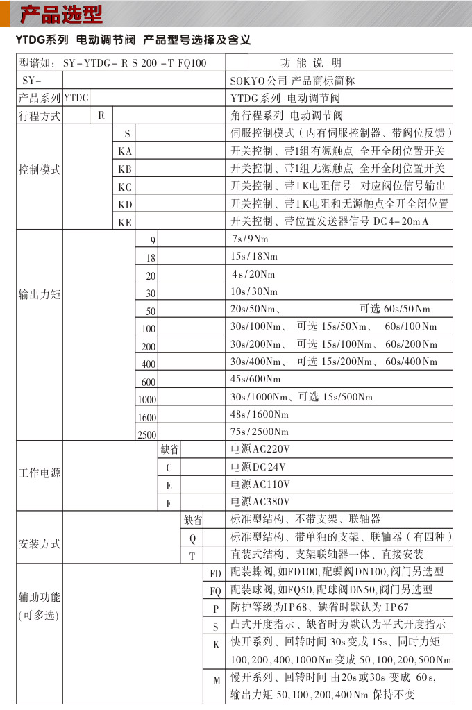 電動(dòng)調(diào)節(jié)閥,YTDG-RS電動(dòng)調(diào)節(jié)球閥,電動(dòng)球閥選型圖