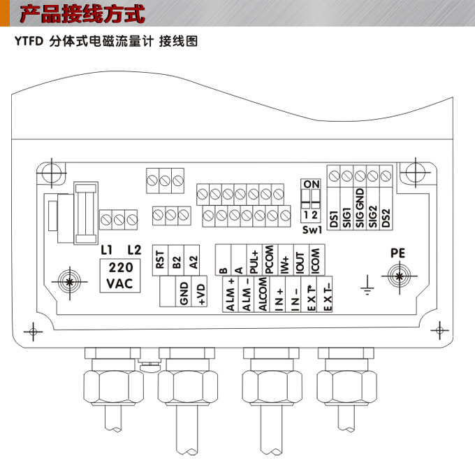 智能電磁流量計(jì),YTFD分體式電磁流量計(jì)接線圖