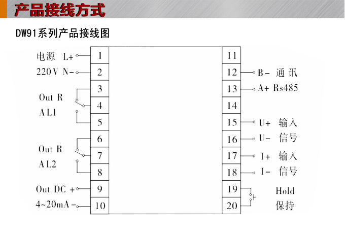 單相多功能表,DW91-1000多功能電力儀表接線(xiàn)圖