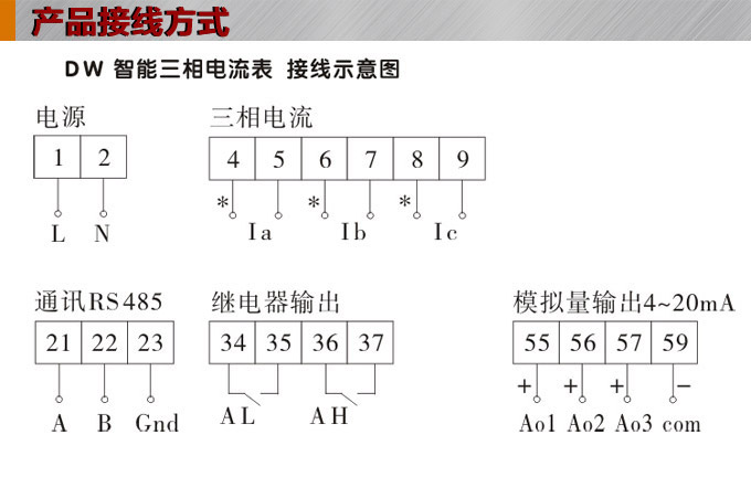 三相電流表,DW4三相數(shù)字電流表接線圖