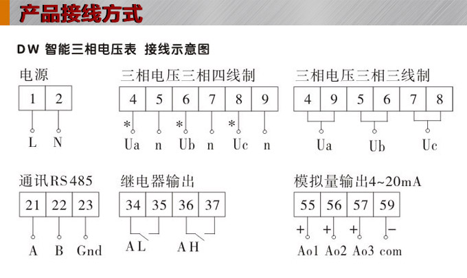 三相電壓表,DW9三相數(shù)字電壓表接線圖