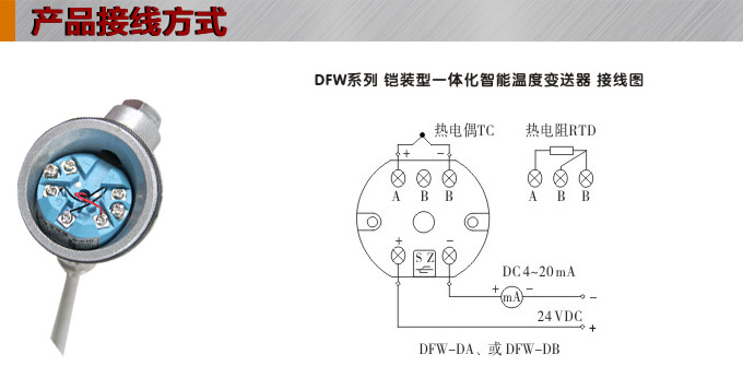 溫度變送器模塊,DFW高精度溫度變送器,溫度變送器接線方式