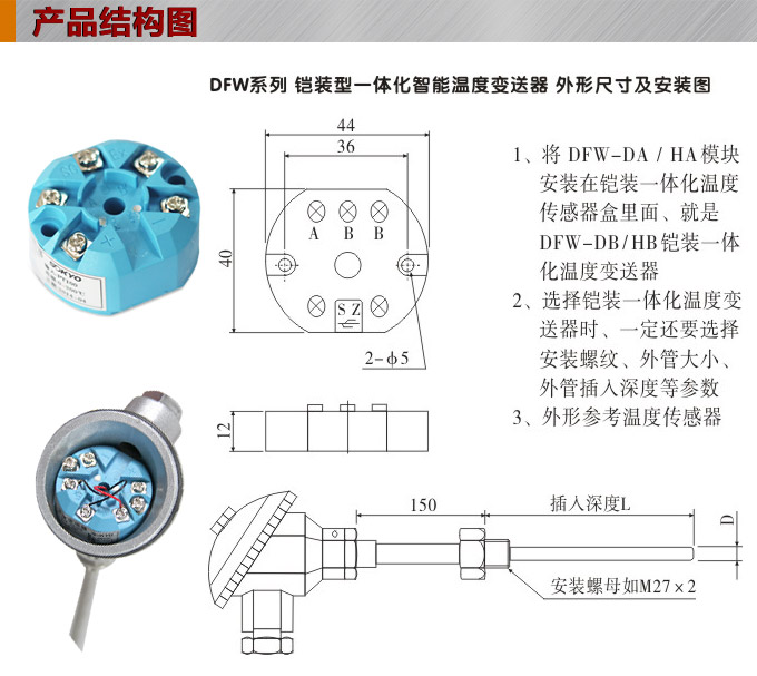 溫度變送器模塊,DFW智能溫度變送器結(jié)構(gòu)圖