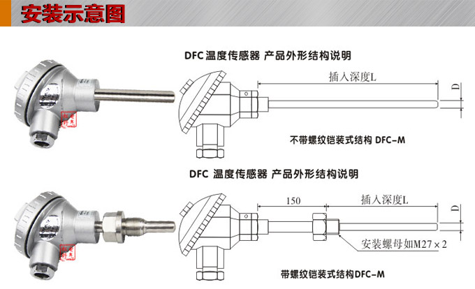 溫度傳感器,DFC一體化溫度傳感器安裝示意圖1