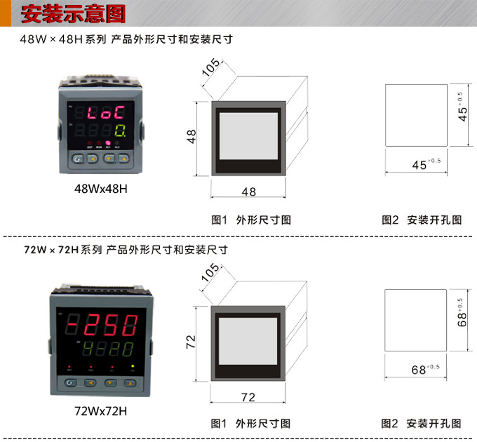 傳感器數(shù)顯表，DT100簡易型單回路顯示控制儀安裝示意圖1