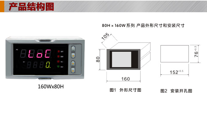 數(shù)顯控制儀，DT316智能單回路數(shù)顯表，單回路數(shù)顯控制儀產(chǎn)品結(jié)構(gòu)圖