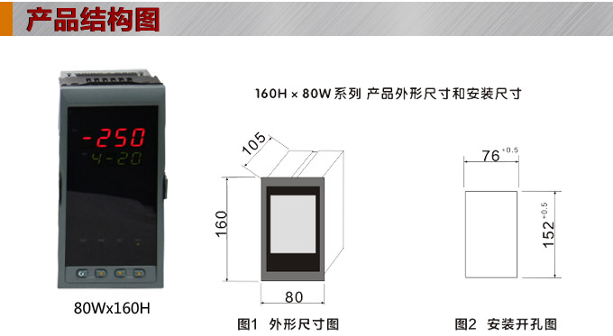 數(shù)顯控制儀，DT320智能單回路數(shù)顯表，單回路數(shù)顯控制儀產(chǎn)品結(jié)構(gòu)圖