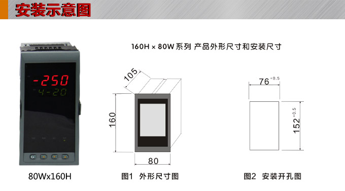 數(shù)顯控制儀，DT320智能單回路數(shù)顯表，單回路數(shù)顯控制儀安裝示意圖