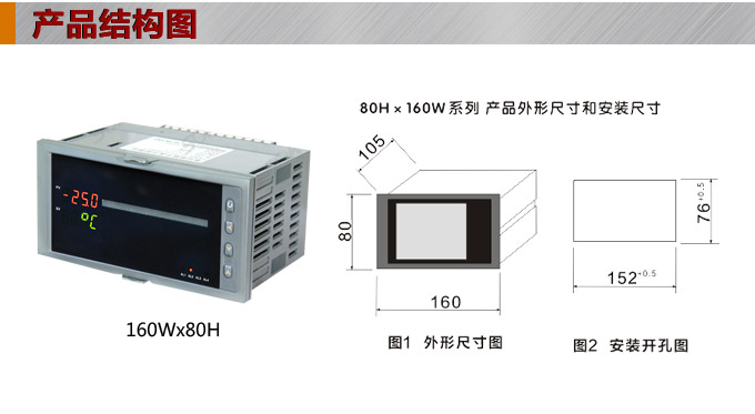  智能數(shù)顯表  ,DT316G單光柱數(shù)顯控制儀，單回路數(shù)顯控制儀產(chǎn)品結(jié)構圖