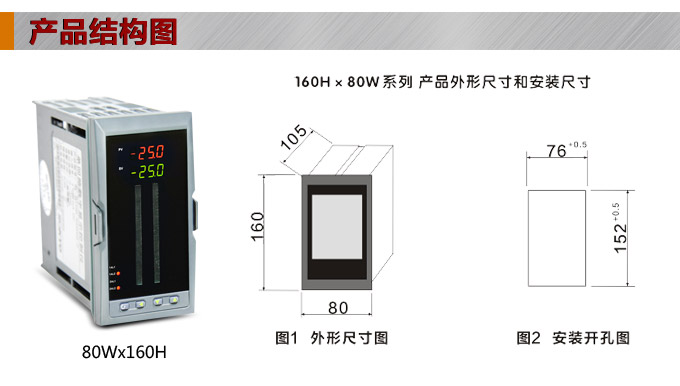  智能數(shù)顯表，DT420G雙光柱數(shù)顯控制儀，雙回路數(shù)顯控制儀產(chǎn)品結(jié)構(gòu)圖