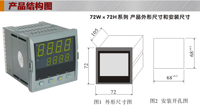 數(shù)顯控制儀，DT407智能雙回路數(shù)顯表，雙回路數(shù)顯控制儀產(chǎn)品結(jié)構(gòu)圖