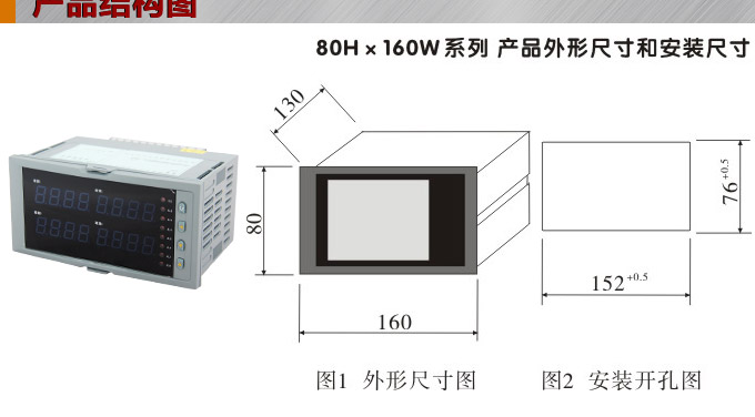 數(shù)顯控制儀，DT516智能四回路數(shù)顯表，多回路巡檢控制儀產(chǎn)品結(jié)構(gòu)圖