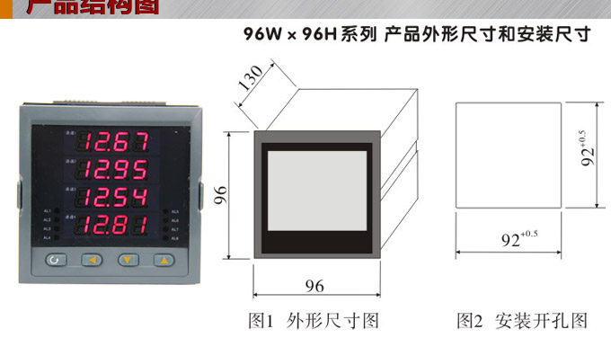 數(shù)顯控制儀，DT509智能四回路數(shù)顯表，多回路巡檢控制儀產(chǎn)品結(jié)構(gòu)圖