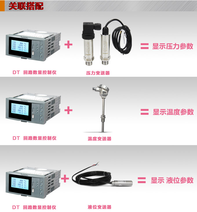 液晶漢顯控制儀，DT516四回路液晶顯示表，液晶顯示控制儀關聯(lián)搭配