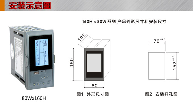 液晶漢顯控制儀，DT520四回路液晶顯示表，液晶顯示控制儀  安裝示意圖