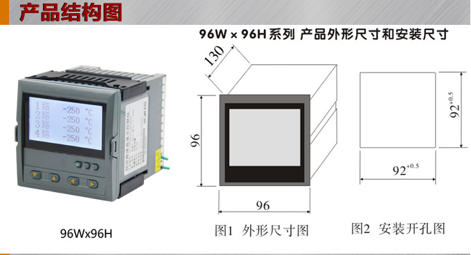 液晶漢顯控制儀，DT509四回路液晶顯示表，液晶顯示控制儀結(jié)構(gòu)圖  