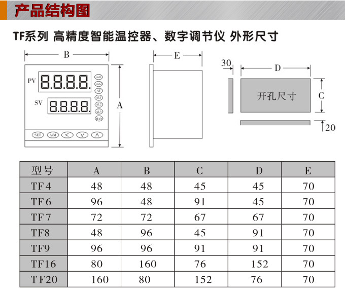 溫度控制器，TF8高精度溫控器，溫控表，高精度控制器結(jié)構(gòu)圖