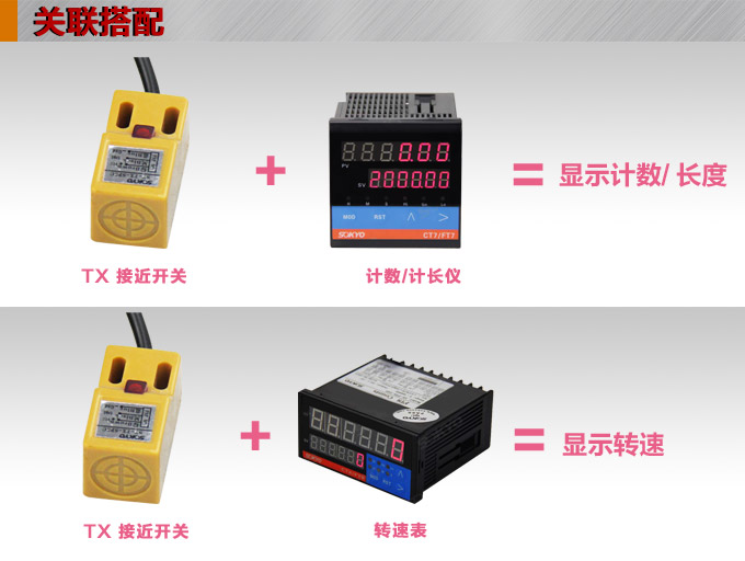 電感式接近開關,TX-S方型接近開關關聯(lián)搭配