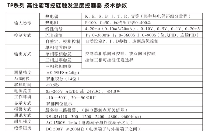 溫度控制器,TP9單相過零觸發(fā)溫控器,可控硅溫度控制器技術(shù)參數(shù)